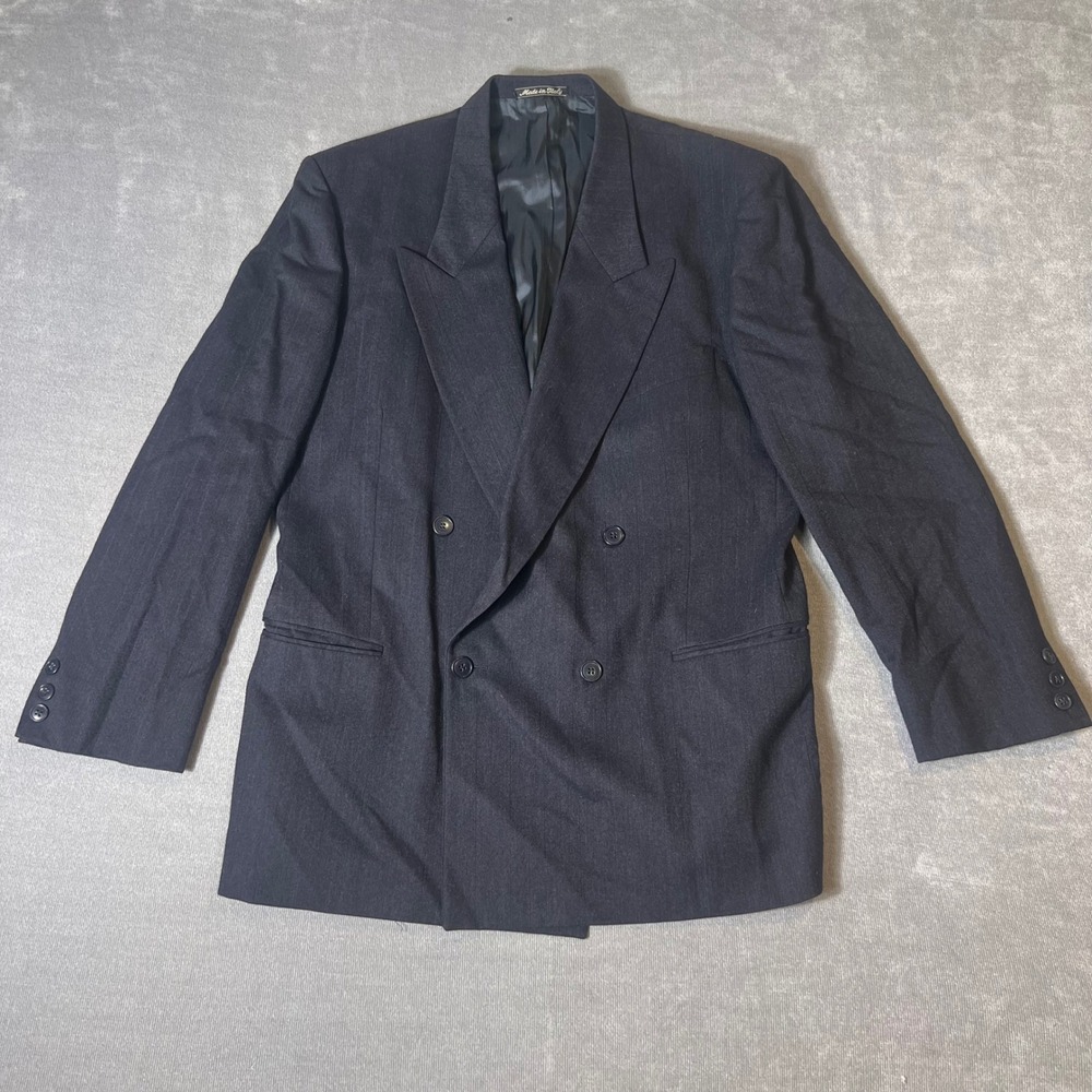 Vintage Mani by Giorgio Armani Blazer 42R? Double Breasted 100% Wool Dark Grey